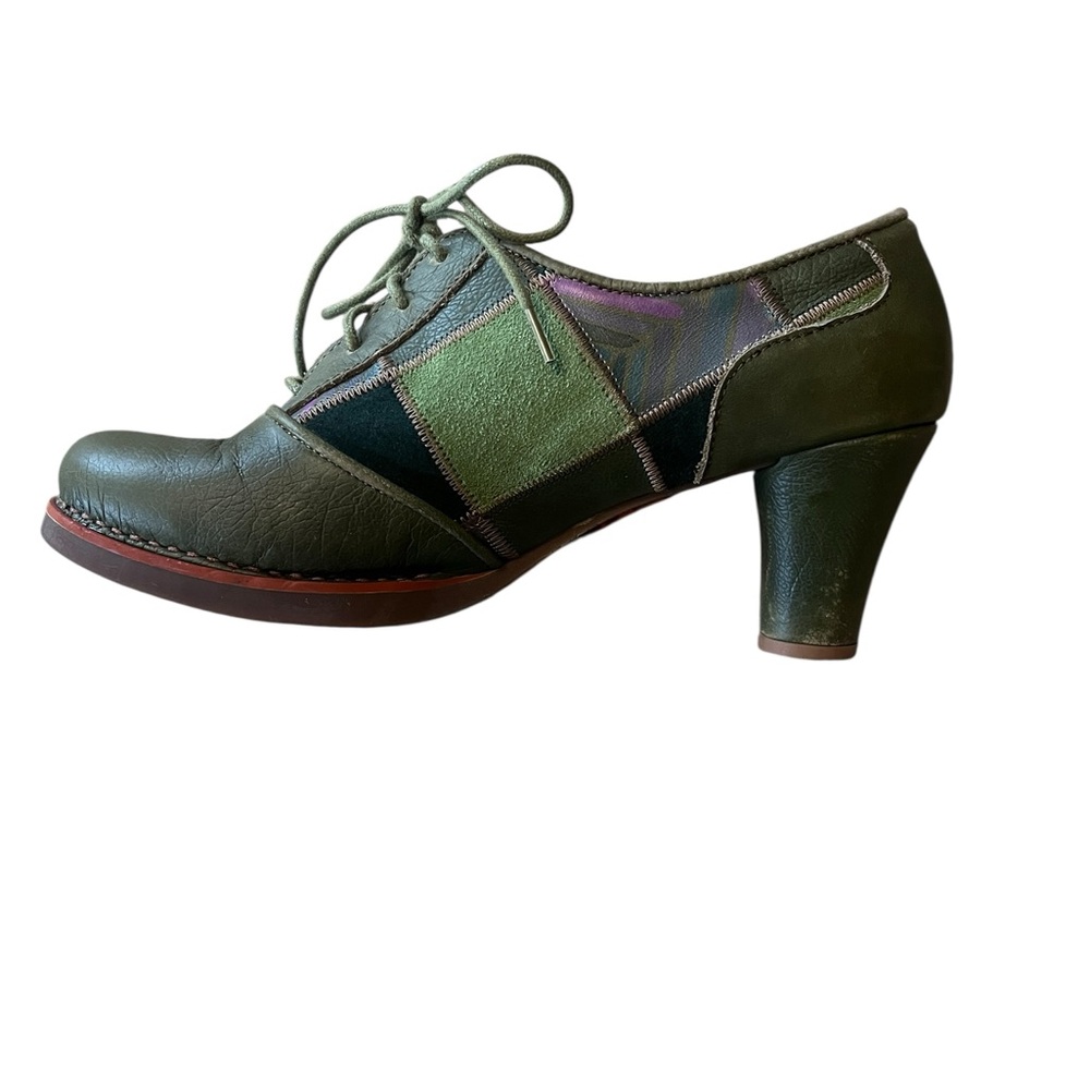 L'Artiste by Spring Step Green Patchwork Lace-Up … - image 2